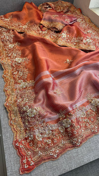 Tissue Handloom Banarasi Saree with Zardozi & Zarkan Accents