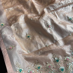 Soft Tissue Banarasi Silk Saree with Pearl & Gotapatti Embroidery