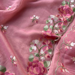 Soft Linen Saree with Multicolor Embroidered Highlights