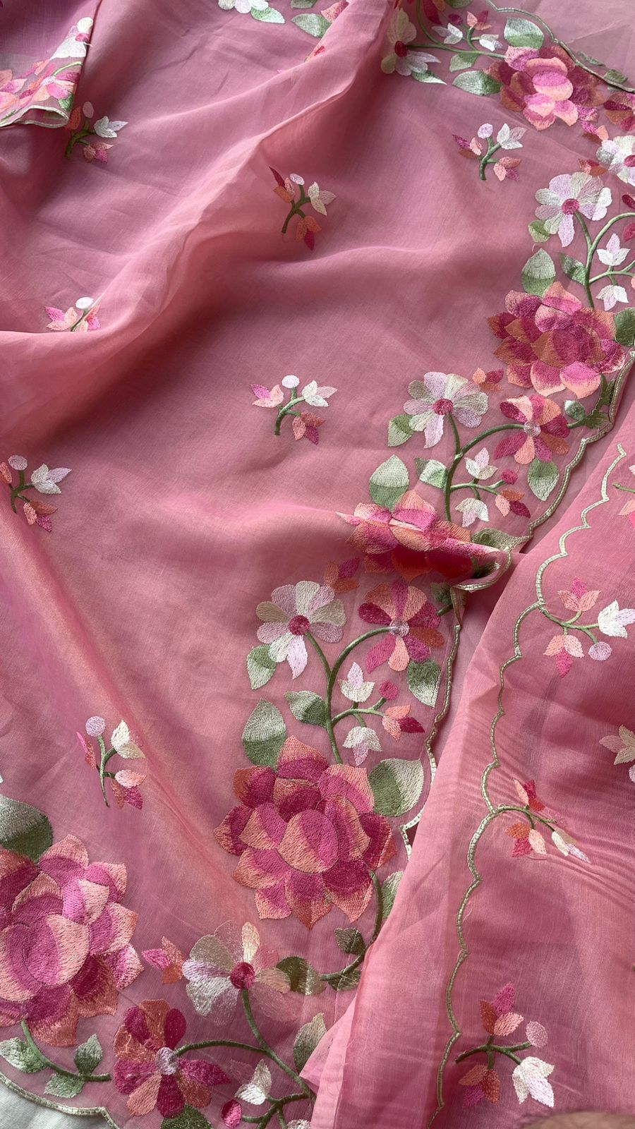 Soft Linen Saree with Multicolor Embroidered Highlights