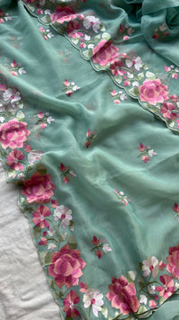 Soft Linen Saree with Multicolor Embroidered Highlights