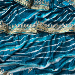 Gajji Silk Leheriya Saree with Gotta Patti & Zardozi Work