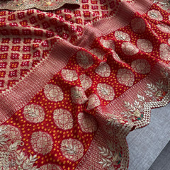Munga Banarasi Silk Saree with Pearl, Resham & Kutdana