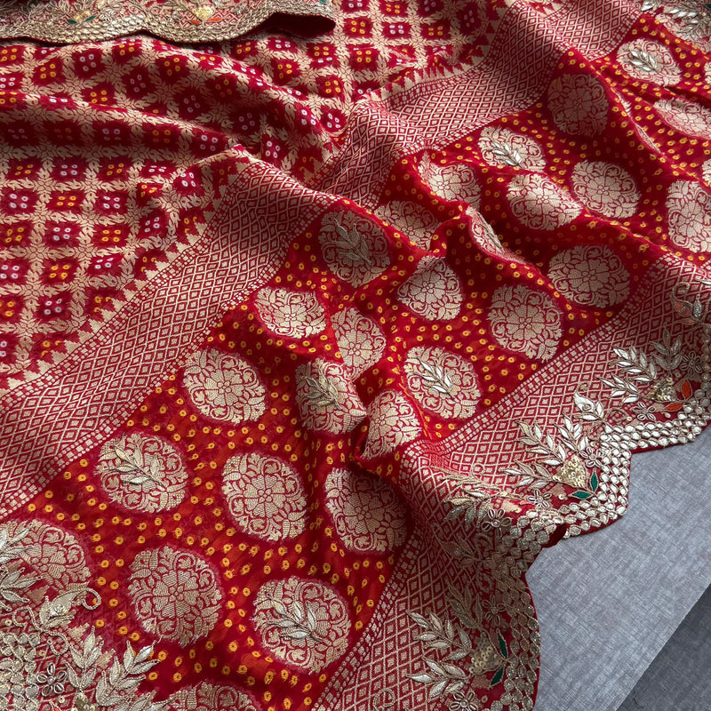 Munga Banarasi Silk Saree with Pearl, Resham & Kutdana