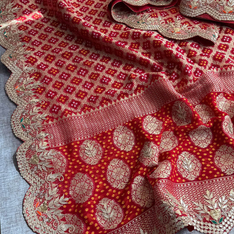 Munga Silk Banarasi Saree with Pearl, Resham & Kutdana