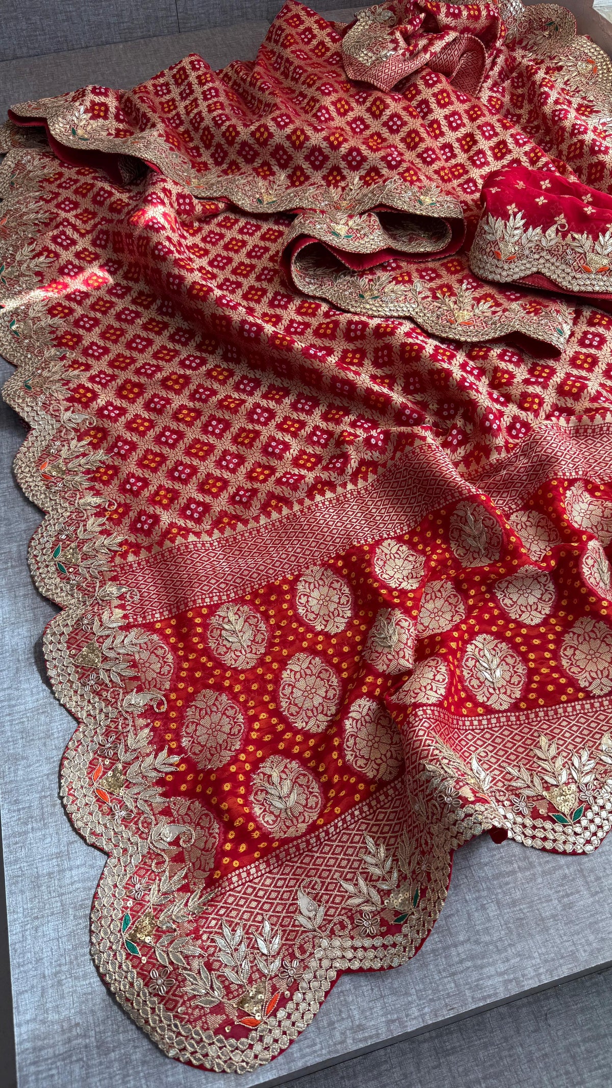 Munga Silk Banarasi Saree with Pearl, Resham & Kutdana
