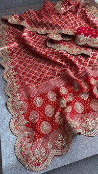 Munga Silk Banarasi Saree with Pearl, Resham & Kutdana