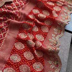 Munga Silk Banarasi Saree with Pearl, Resham & Kutdana