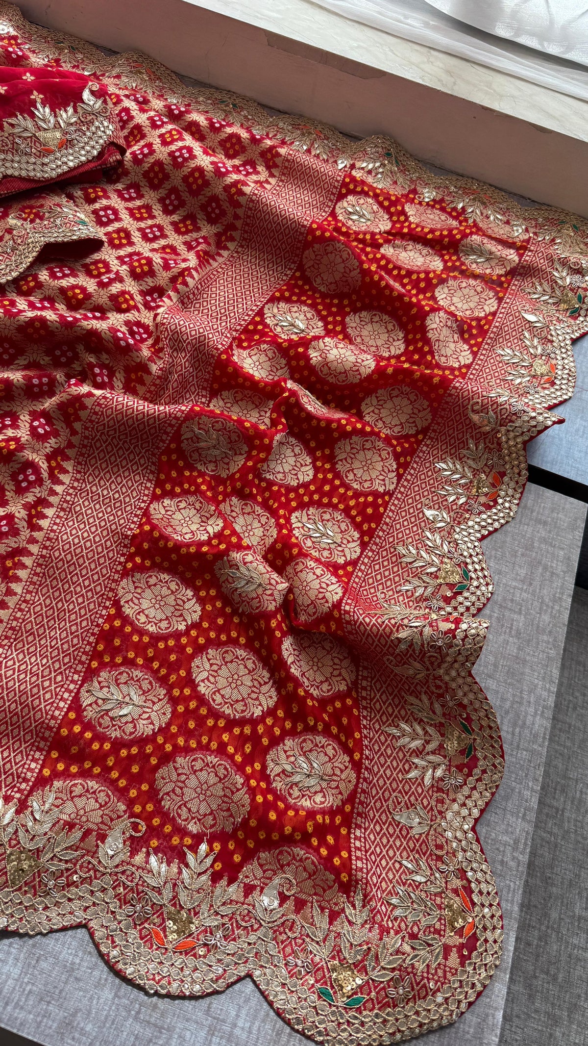 Munga Silk Banarasi Saree with Pearl, Resham & Kutdana