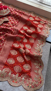 Munga Silk Banarasi Saree with Pearl, Resham & Kutdana