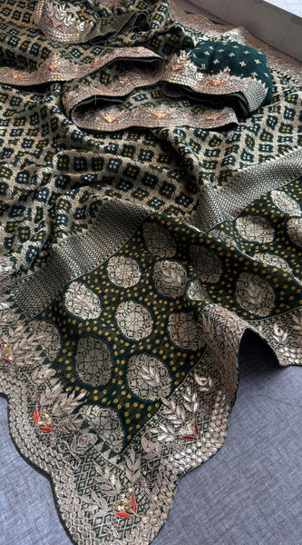 Munga Silk Banarasi Saree with Pearl, Resham & Kutdana