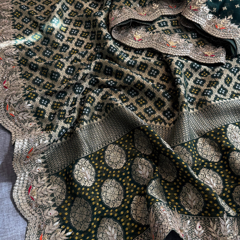 Munga Silk Banarasi Saree with Pearl, Resham & Kutdana