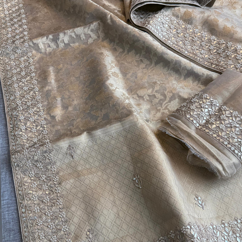 Tissue Handloom Banarasi Silk Saree with Gotapatti & Pearl