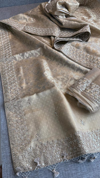 Tissue Handloom Banarasi Silk Saree with Gotapatti & Pearl