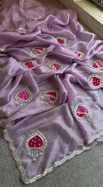 Tissue Handloom Banarasi Silk Saree with Pearl & Gotapatti