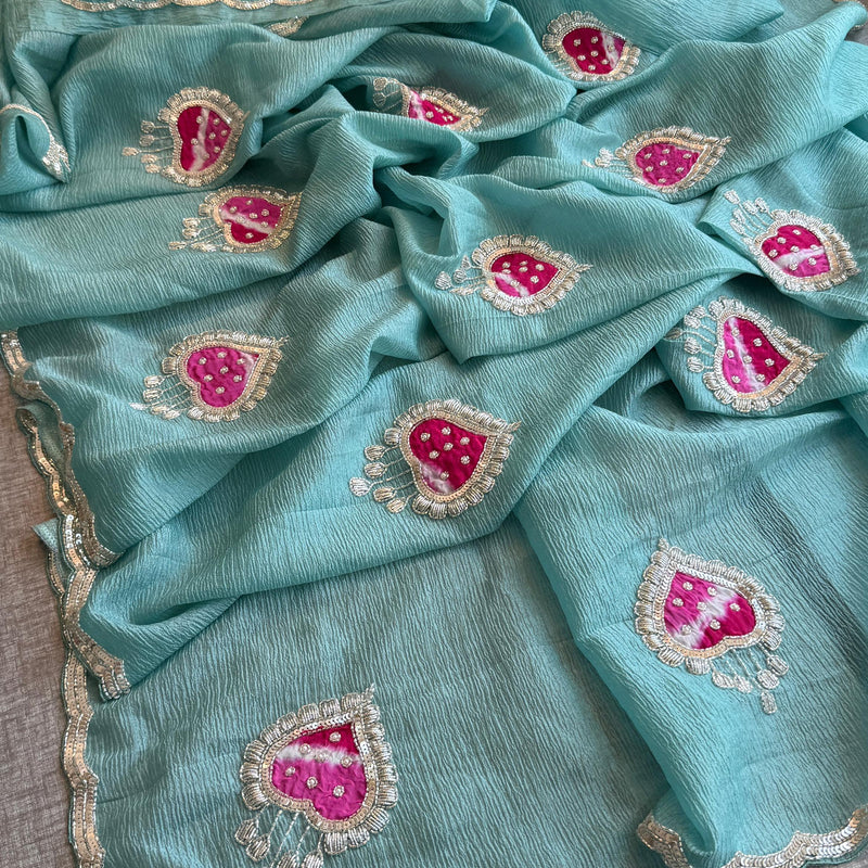 Tissue Handloom Banarasi Silk Saree with Pearl & Gotapatti