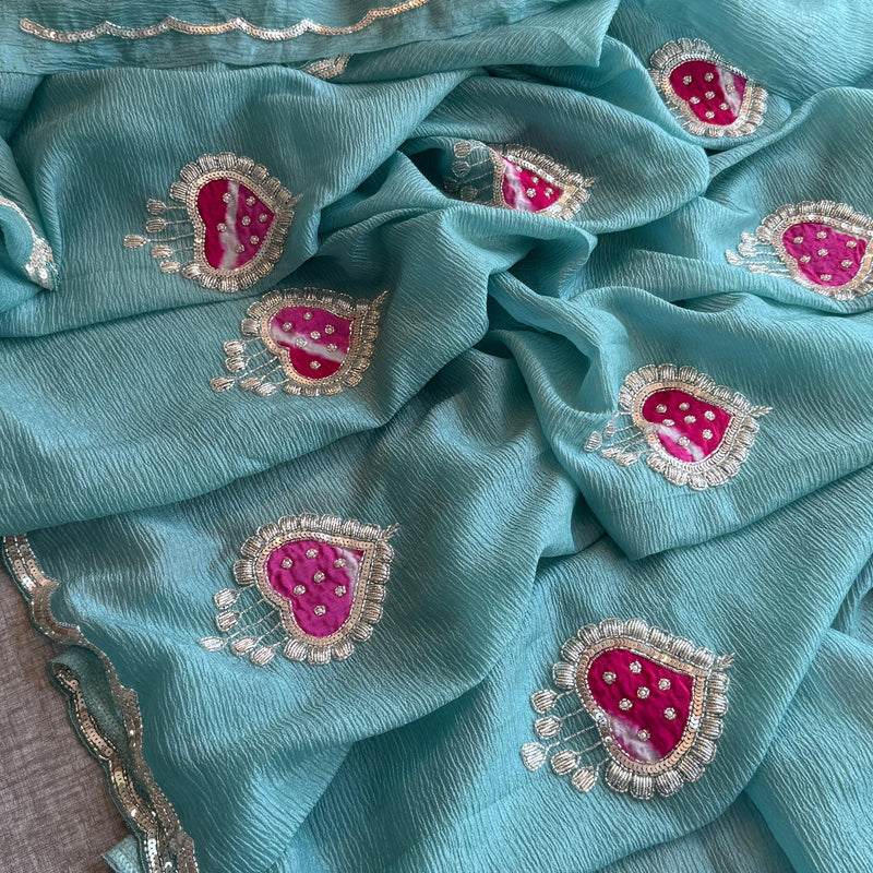 Tissue Handloom Banarasi Silk Saree with Pearl & Gotapatti