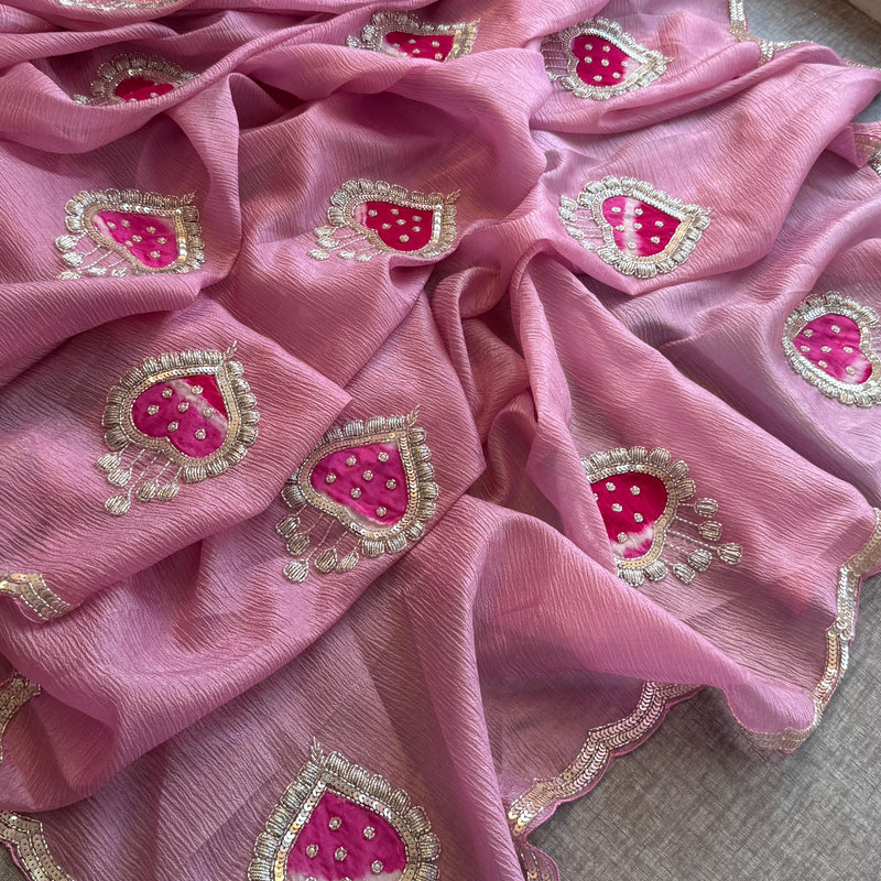 Tissue Handloom Banarasi Silk Saree with Pearl & Gotapatti