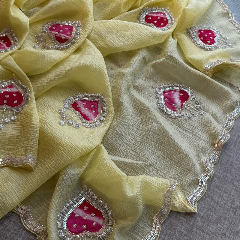 Tissue Handloom Banarasi Silk Saree with Pearl & Gotapatti