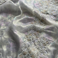 Soft Tissue Net Saree with Zardozi, Pearl & Kutdana Embroidery