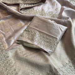 Tissue Handloom Banarasi Silk Saree with Pearl & Gotapatti