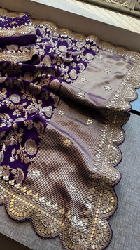 Khaddi Georgette Banarasi Saree with Pearl & Gotapatti Work