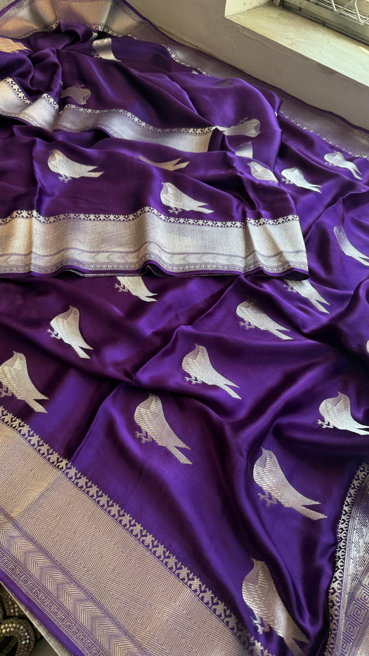 Kora Patola Silk Banarasi Saree with Zardozi & Gotapatti