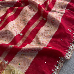 Soft Organza Saree with Pittan & Resham Hand Embroidery