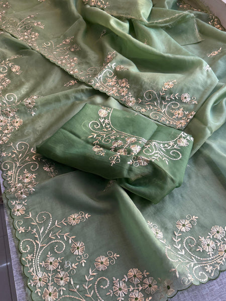 Soft Crepe Silk Saree with Zarkan & Kasab Embellishment