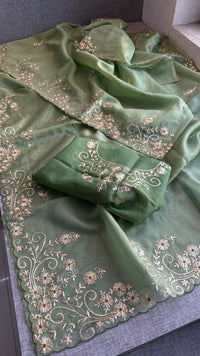 Soft Crepe Silk Saree with Zarkan & Kasab Embellishment