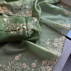 Soft Crepe Silk Saree with Zarkan & Kasab Embellishment