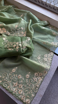 Soft Crepe Silk Saree with Zarkan & Kasab Embellishment