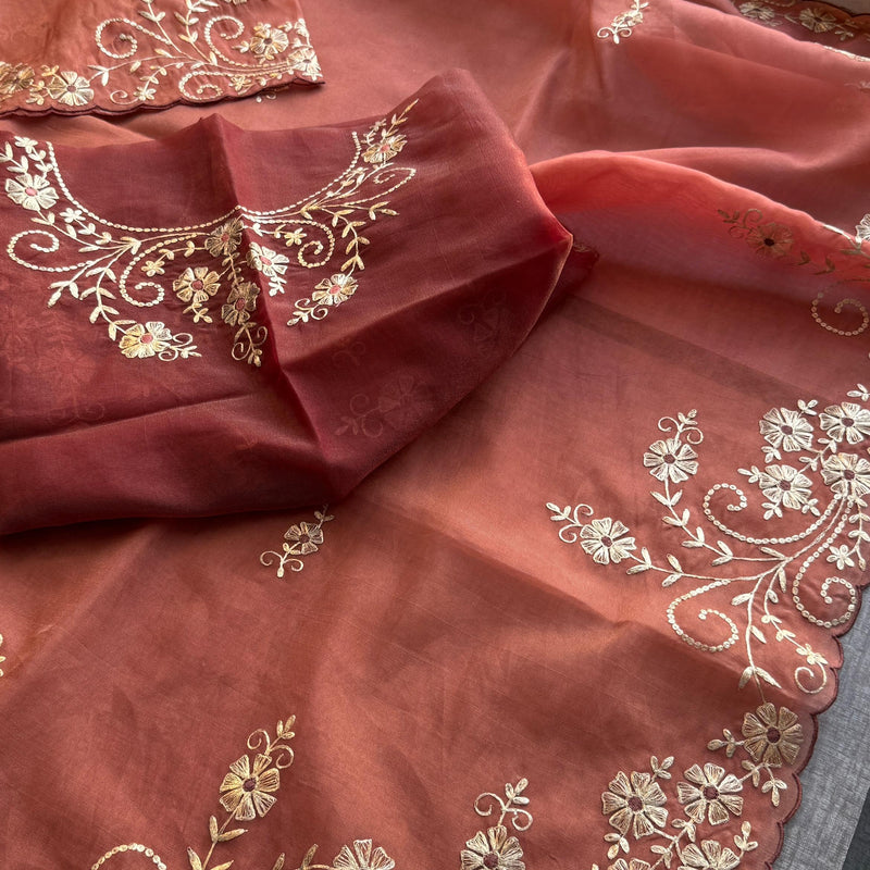 Soft Crepe Silk Saree with Zarkan & Kasab Embellishment