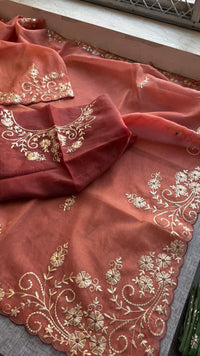 Soft Crepe Silk Saree with Zarkan & Kasab Embellishment