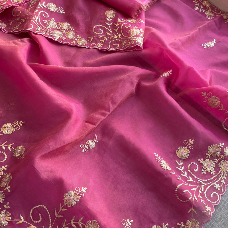 Soft Crepe Silk Saree with Zarkan & Kasab Embellishment
