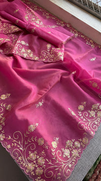 Soft Crepe Silk Saree with Zarkan & Kasab Embellishment