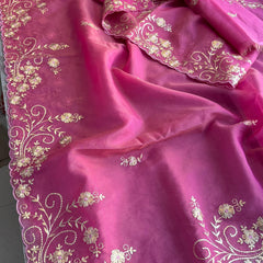 Soft Crepe Silk Saree with Zarkan & Kasab Embellishment