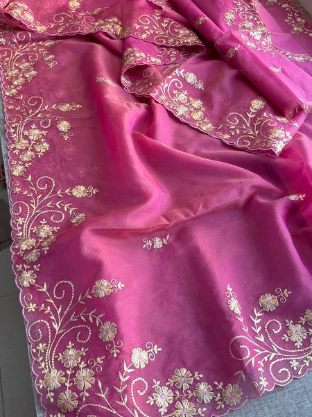 Soft Crepe Silk Saree with Zarkan & Kasab Embellishment