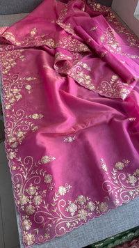 Soft Crepe Silk Saree with Zarkan & Kasab Embellishment