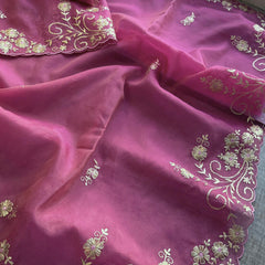 Soft Crepe Silk Saree with Zarkan & Kasab Embellishment