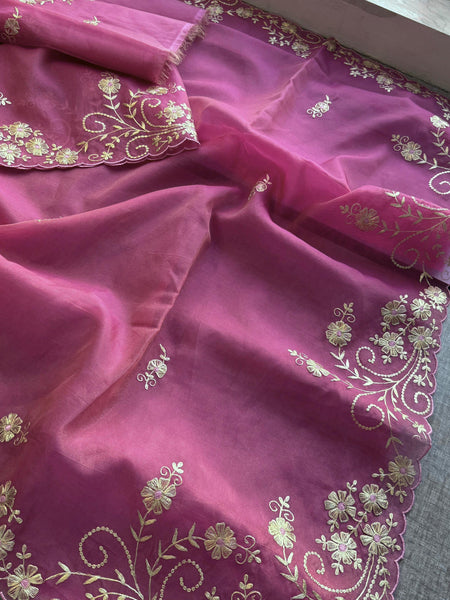 Soft Crepe Silk Saree with Zarkan & Kasab Embellishment