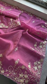 Soft Crepe Silk Saree with Zarkan & Kasab Embellishment