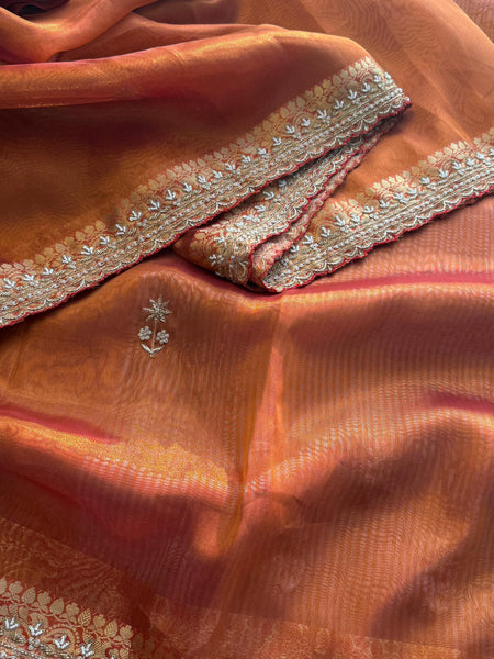 Pure Tissue Banarasi Silk Saree | Zardozi & Kutdana Work