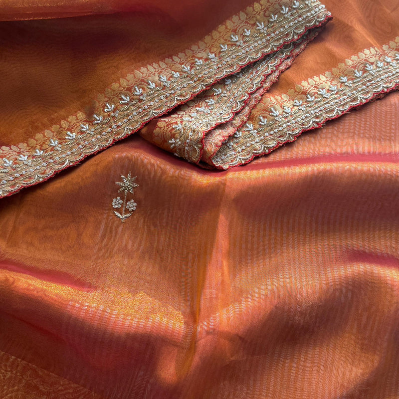 Pure Tissue Banarasi Silk Saree | Zardozi & Kutdana Work