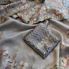 Tussar Linen Silk Saree with Gotapatti & Kutdana Work