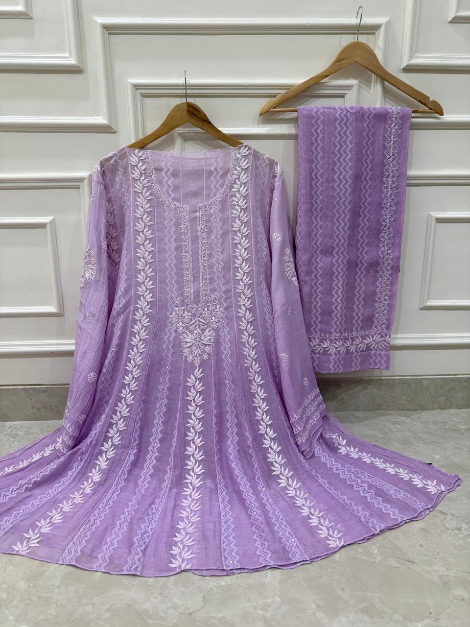 Mul Chanderi Co-ord Set with Sequin & Katdana Work