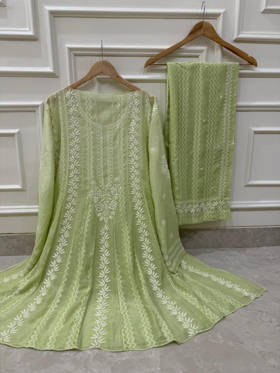 Mul Chanderi Co-ord Set with Sequin & Katdana Work
