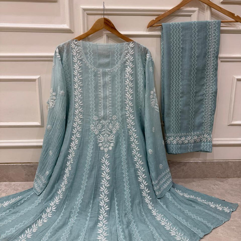 Mul Chanderi Co-ord Set with Sequin & Katdana Work