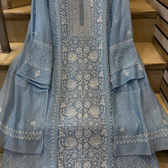 Mul Chanderi Kurta Set with Pearl, Sequin & Katdana