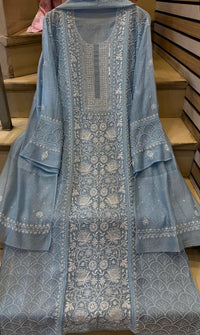 Mul Chanderi Kurta Set with Pearl, Sequin & Katdana